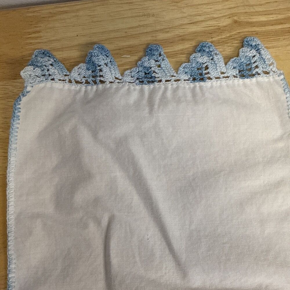 Embroidered Dresser Scarf Runner Flower Easter Basket Crochet Edge Set 2 13”x7” - Picture 3 of 9